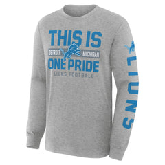 Fanatics Detroit Lions Hometown Sweep Legacy Long Sleeve T-Shirt Heather Gray