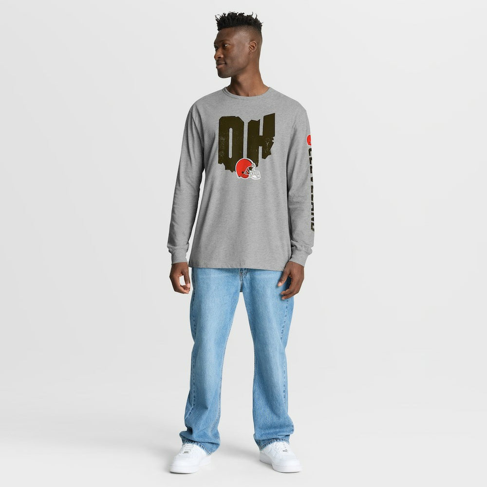 Fanatics Cleveland Browns Hometown Sweep Legacy Long Sleeve T-Shirt Heather Gray