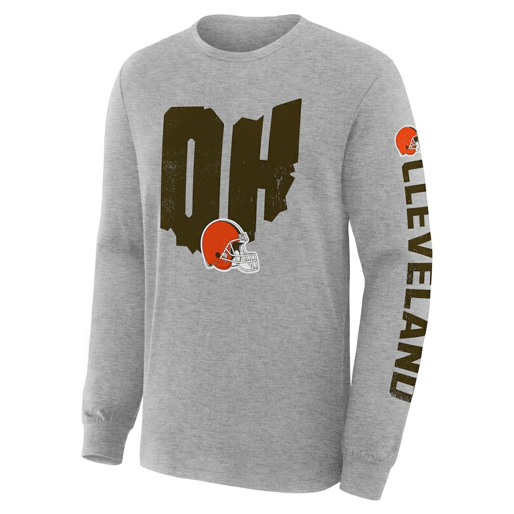 Fanatics Cleveland Browns Hometown Sweep Legacy Long Sleeve T-Shirt Heather Gray