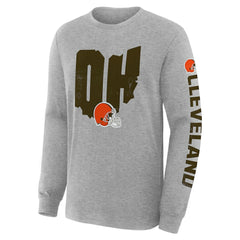 Fanatics Cleveland Browns Hometown Sweep Legacy Long Sleeve T-Shirt Heather Gray
