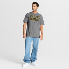 Fanatics Pittsburgh Steelers First Down Tribute Tri-Blend T-Shirt Heather Gray