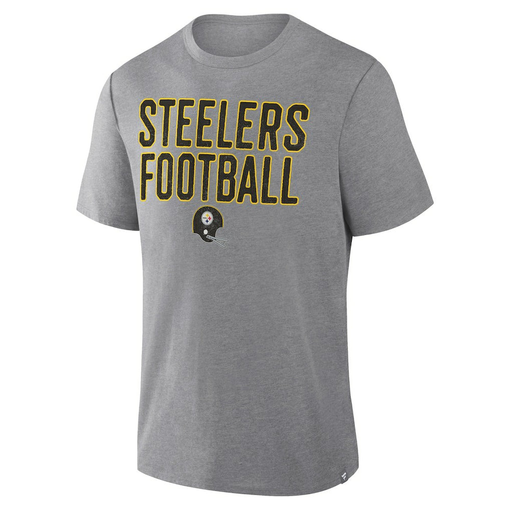 Fanatics Pittsburgh Steelers First Down Tribute Tri-Blend T-Shirt Heather Gray