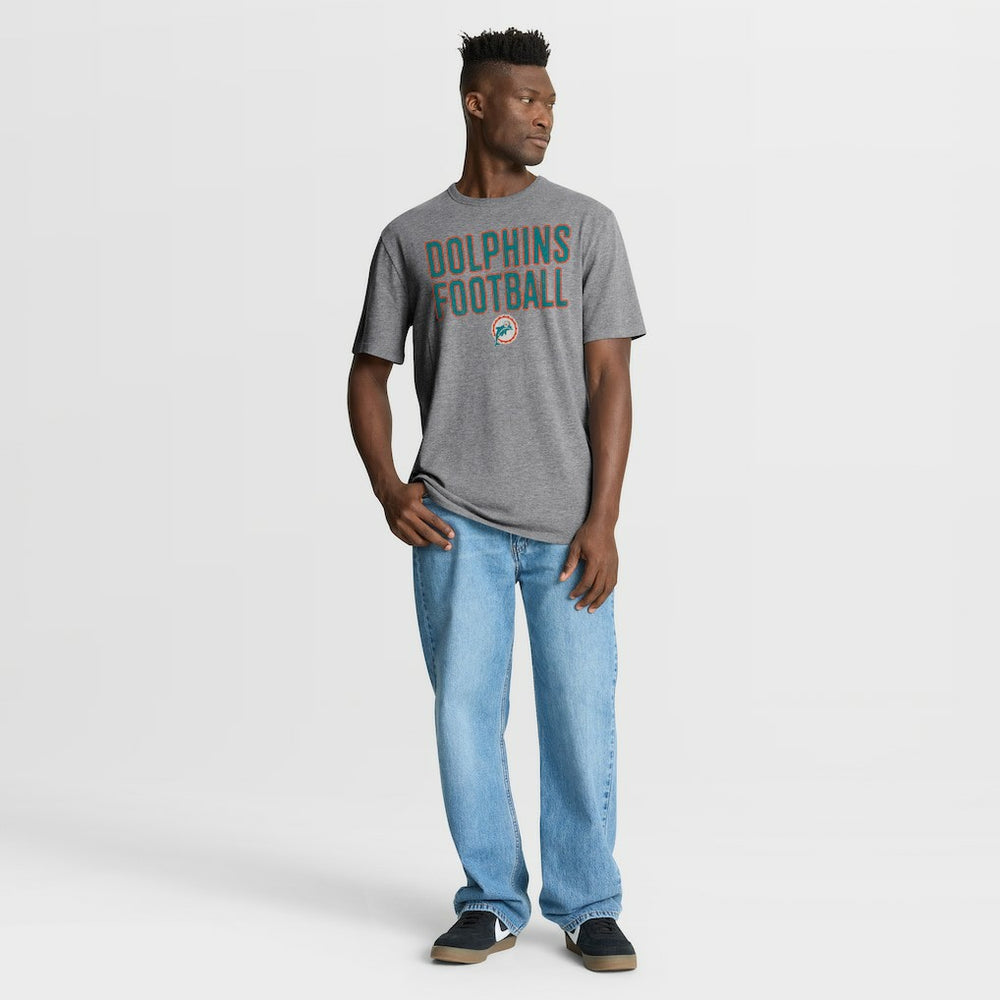 Fanatics Miami Dolphins First Down Tribute Tri-Blend T-Shirt Heather Gray