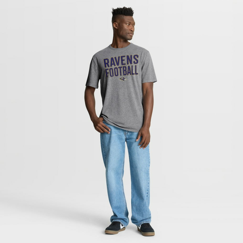 Fanatics Baltimore Ravens First Down Tribute Tri-Blend T-Shirt Heather Gray