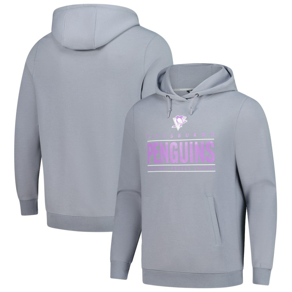 Pittsburgh Penguins Levelwear Hockey Fights Cancer Pulsar Off Season Tri-Blend Pullover Hoodie - Gray - NHL 202464040