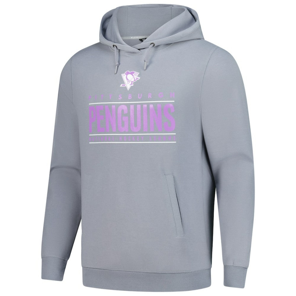 Pittsburgh Penguins Levelwear Hockey Fights Cancer Pulsar Off Season Tri-Blend Pullover Hoodie - Gray - NHL 202464040