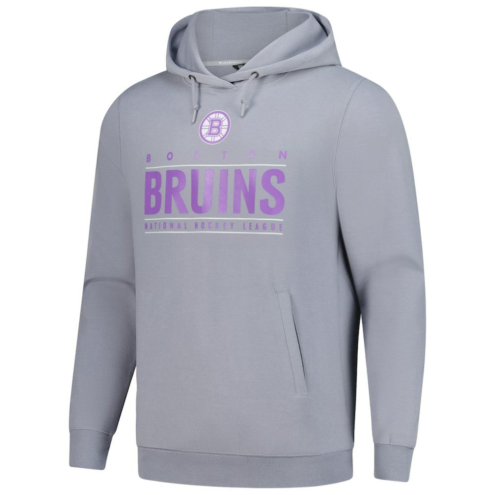 Boston Bruins Levelwear Hockey Fights Cancer Pulsar Off Season Tri-Blend Pullover Hoodie - Gray - NHL 202464041