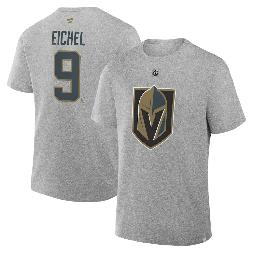 Jack Eichel Vegas Golden Knights Fanatics Authentic Stack Name & Number T-Shirt - Heather Gray - NHL 202466702