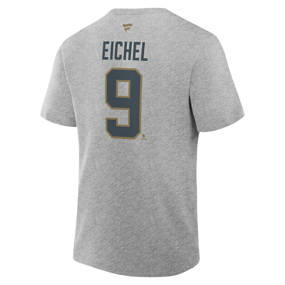 Jack Eichel Vegas Golden Knights Fanatics Authentic Stack Name & Number T-Shirt - Heather Gray - NHL 202466702