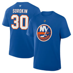 Ilya Sorokin New York Islanders Fanatics Authentic Stack Name & Number T-Shirt - Royal - NHL 202466712