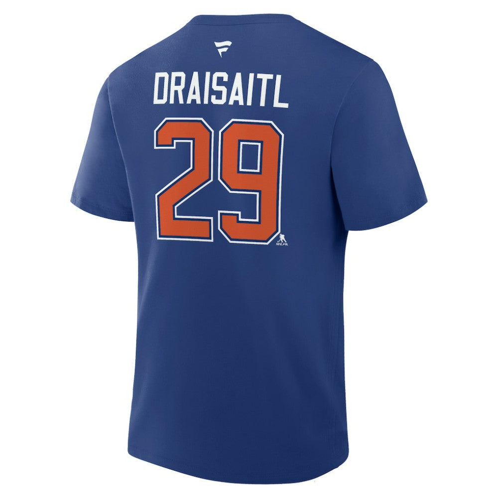 Leon Draisaitl Edmonton Oilers Fanatics Authentic Stack Name & Number T-Shirt - Royal - NHL 202466734