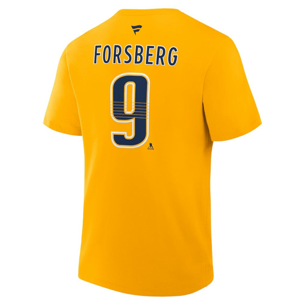 Filip Forsberg Nashville Predators Fanatics Authentic Stack Name & Number T-Shirt - Gold - NHL 202466739