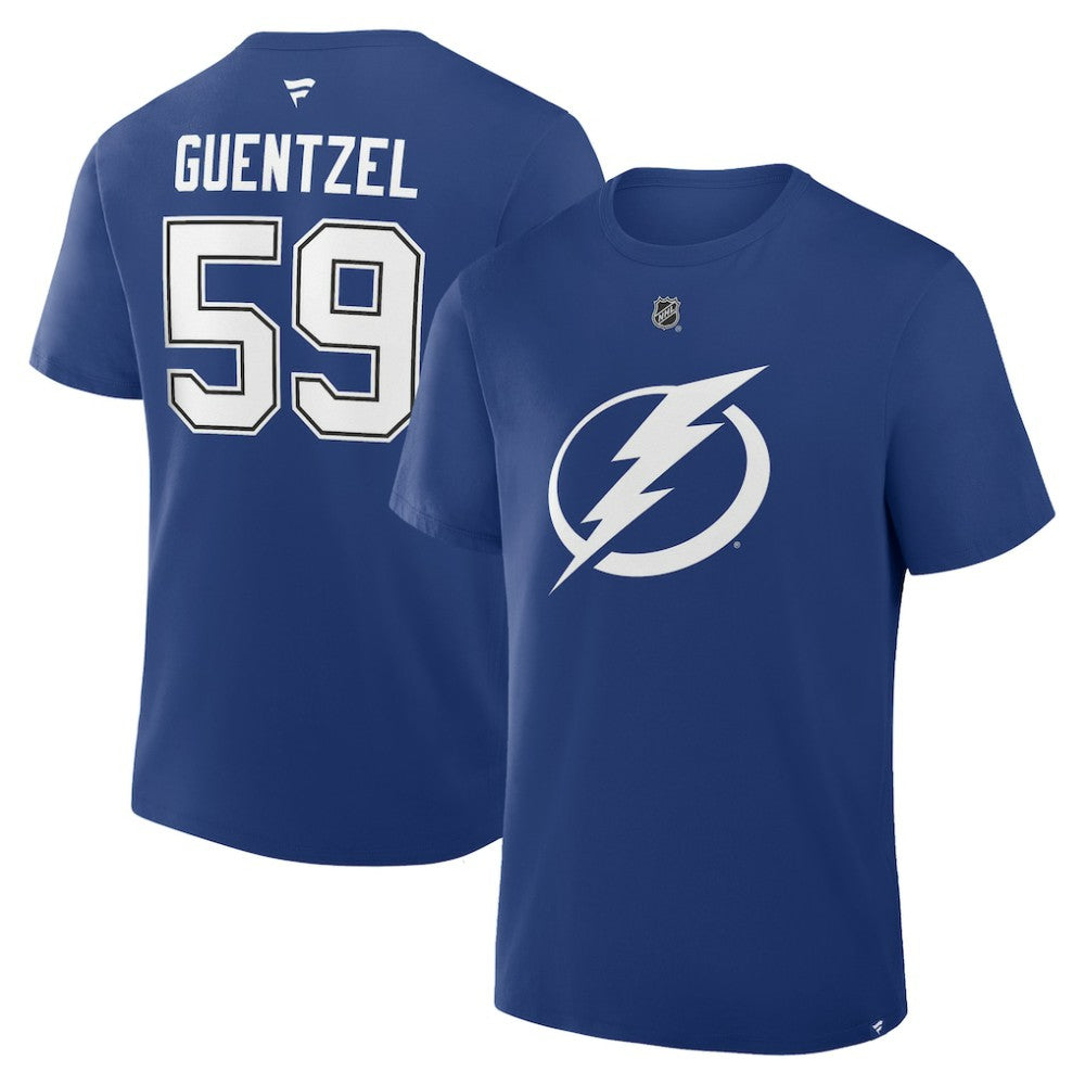 Jake Guentzel Tampa Bay Lightning Fanatics Authentic Stack Name & Number T-Shirt - Blue - NHL 202466753