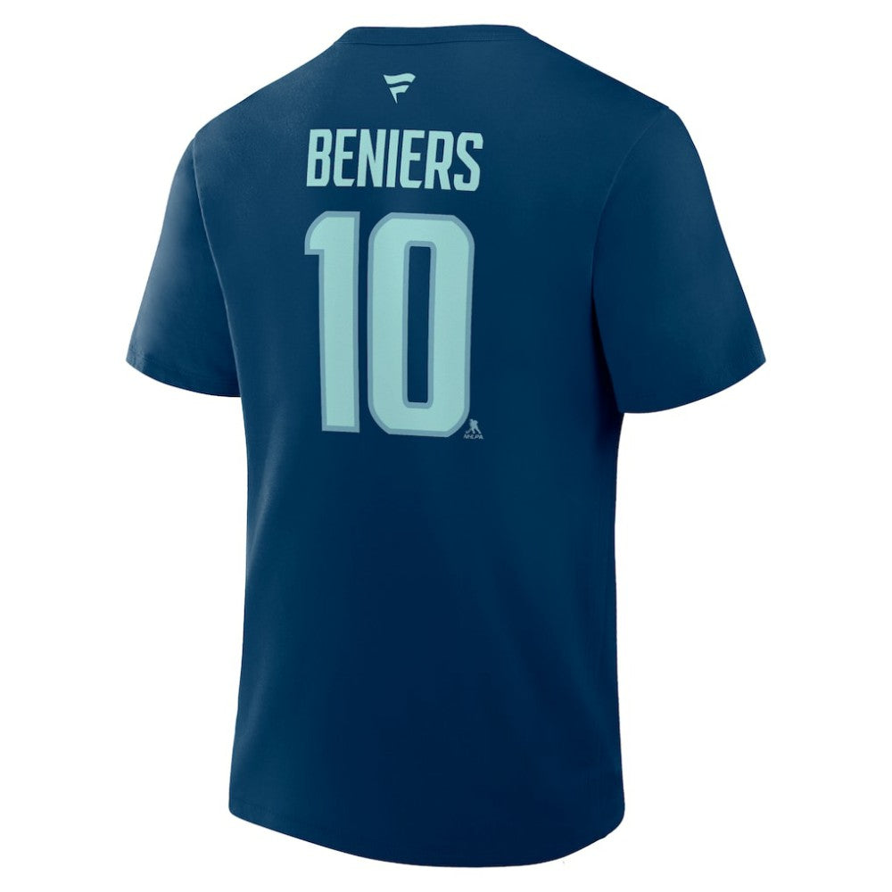 Matty Beniers Seattle Kraken Fanatics Authentic Stack Name & Number T-Shirt - Navy - NHL 202466771