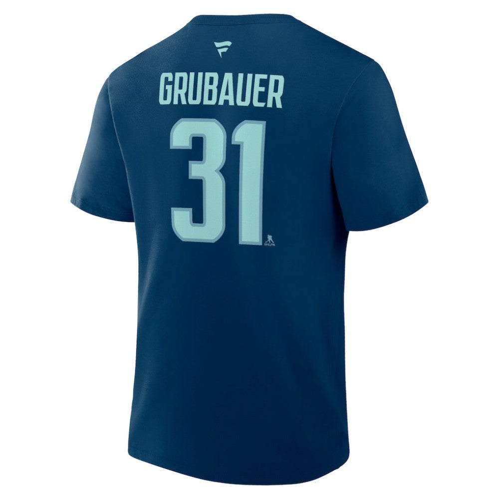 Philipp Grubauer Seattle Kraken Fanatics Authentic Stack Name & Number T-Shirt - Navy - NHL 202466790