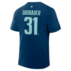 Philipp Grubauer Seattle Kraken Fanatics Authentic Stack Name & Number T-Shirt - Navy - NHL 202466790