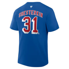 Igor Shesterkin New York Rangers Fanatics Authentic Stack Name & Number T-Shirt - Blue - NHL 202466823