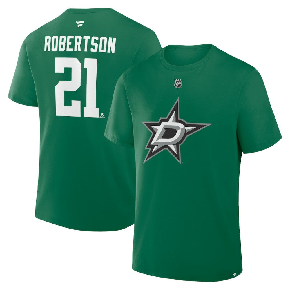 Jason Robertson Dallas Stars Fanatics Authentic Stack Name & Number T-Shirt - Kelly Green - NHL 202466857