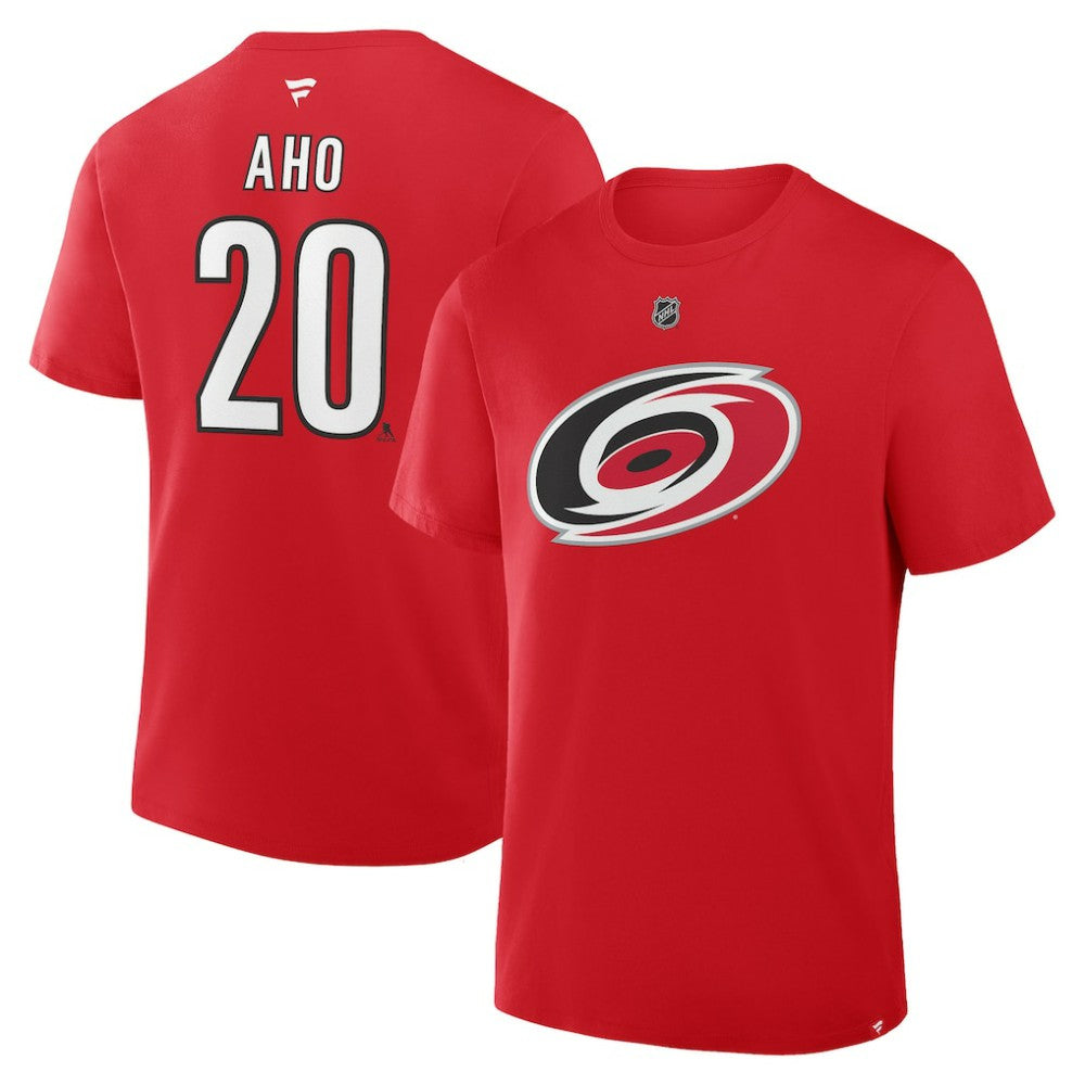 Sebastian Aho Carolina Hurricanes Fanatics Authentic Stack Name & Number T-Shirt - Red - NHL 202466900