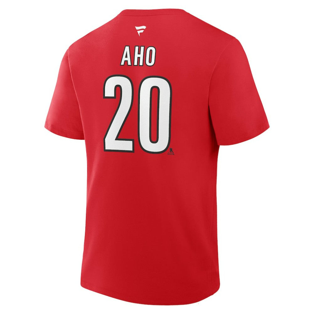 Sebastian Aho Carolina Hurricanes Fanatics Authentic Stack Name & Number T-Shirt - Red - NHL 202466900