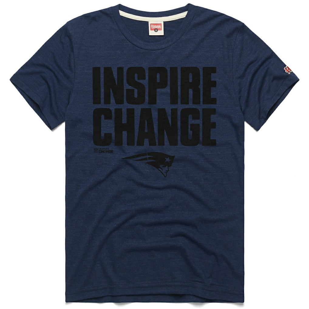 New England Patriots Homage Unisex 2024 Inspire Change Tri-Blend T-Shirt Navy