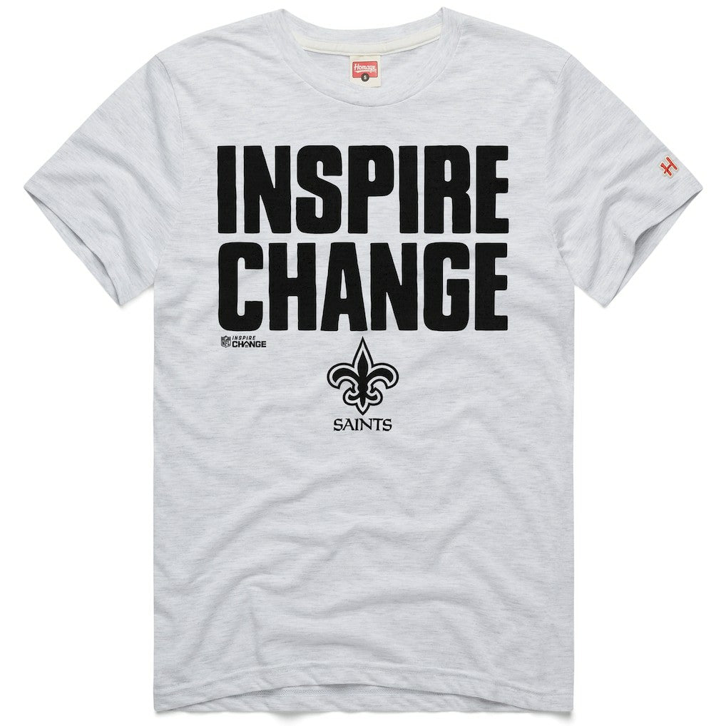 New Orleans Saints Homage Unisex 2024 Inspire Change Tri-Blend T-Shirt Ash