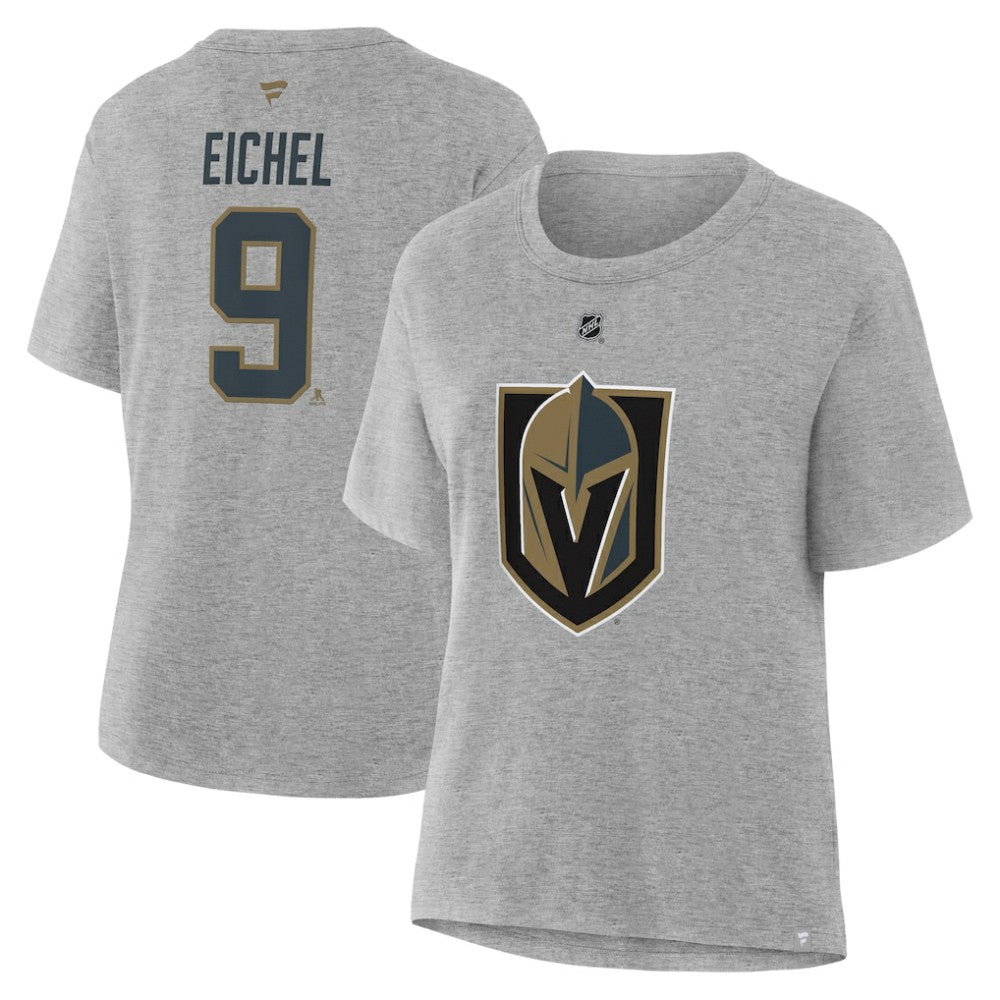 Jack Eichel Vegas Golden Knights Fanatics Women's Authentic Stack Name & Number T-Shirt - Heather Gray - NHL 202477483