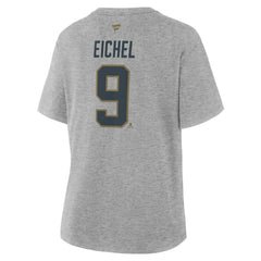 Jack Eichel Vegas Golden Knights Fanatics Women's Authentic Stack Name & Number T-Shirt - Heather Gray - NHL 202477483