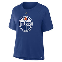Leon Draisaitl Edmonton Oilers Fanatics Women's Authentic Stack Name & Number T-Shirt - Royal - NHL 202477499