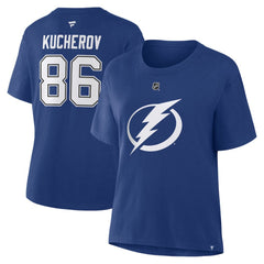 Nikita Kucherov Tampa Bay Lightning Fanatics Women's Authentic Stack Name & Number T-Shirt - Blue - NHL 202477500