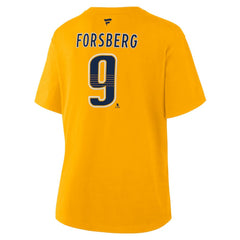 Filip Forsberg Nashville Predators Fanatics Women's Authentic Stack Name & Number T-Shirt - Gold - NHL 202477503