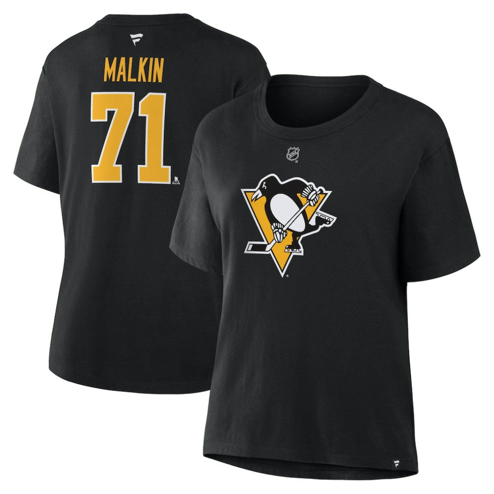 Evgeni Malkin Pittsburgh Penguins Fanatics Women's Authentic Stack Name & Number T-Shirt - Black - NHL 202477508