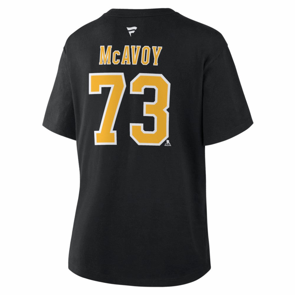 Charlie McAvoy Boston Bruins Fanatics Women's Authentic Stack Name & Number T-Shirt - Black - NHL 202477524