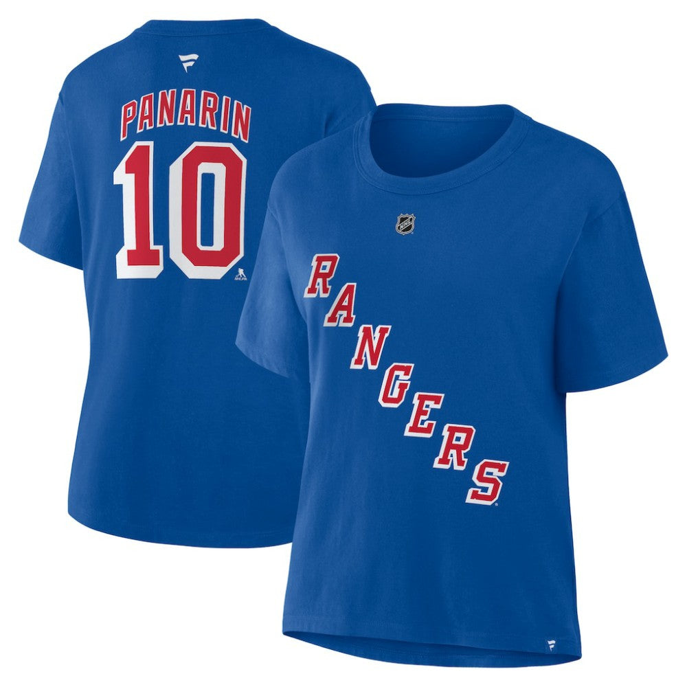 Artemi Panarin New York Rangers Fanatics Women's Authentic Stack Name & Number T-Shirt - Blue - NHL 202477567