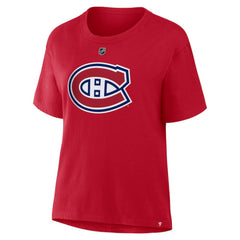 Cole Caufield Montreal Canadiens Fanatics Women's Authentic Stack Name & Number T-Shirt - Red - NHL 202477589