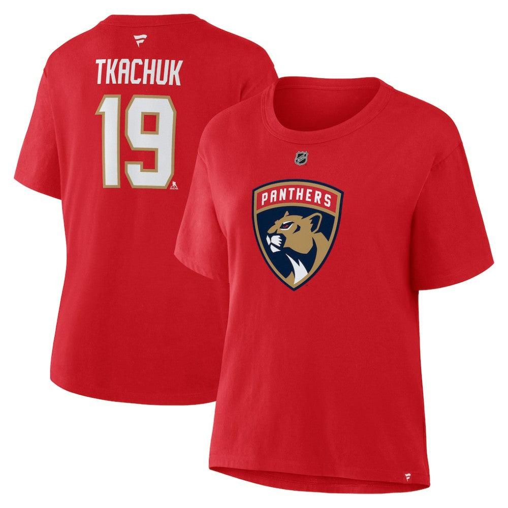 Matthew Tkachuk Florida Panthers Fanatics Women's Authentic Stack Name & Number T-Shirt - Red - NHL 202477606