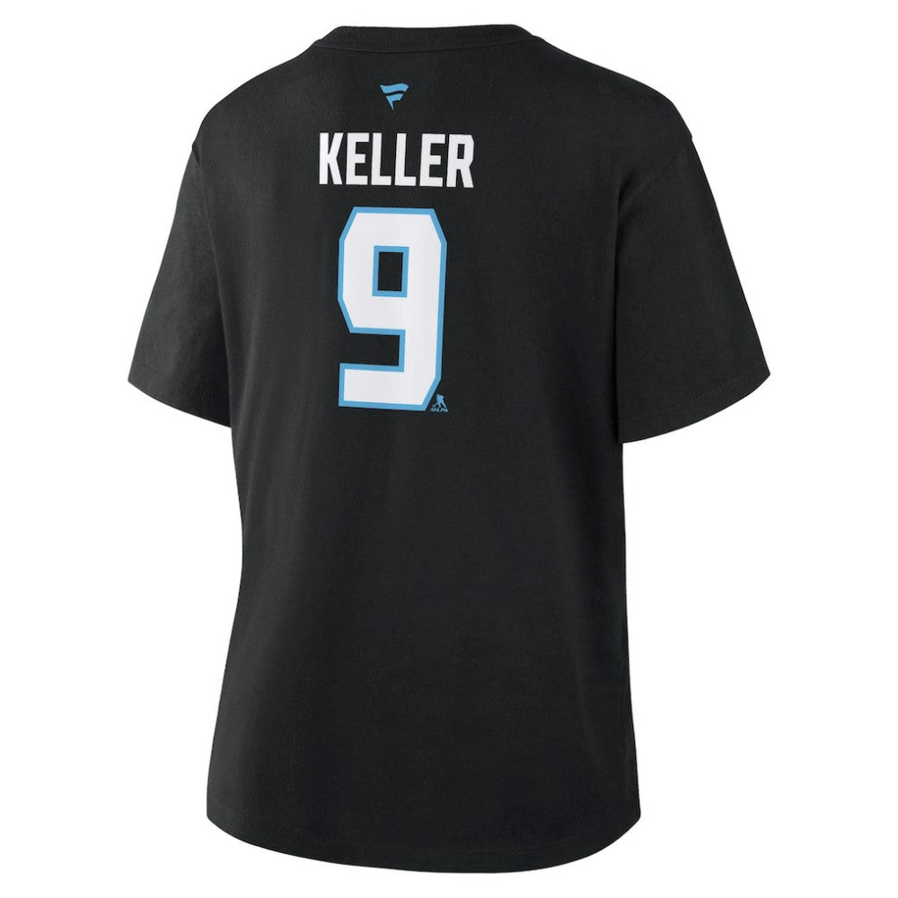 Clayton Keller Utah Mammoth Fanatics Women's Authentic Stack Name & Number T-Shirt - Black - NHL 202477621
