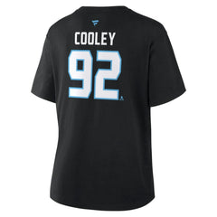 Logan Cooley Utah Mammoth Fanatics Women's Authentic Stack Name & Number T-Shirt - Black - NHL 202477626