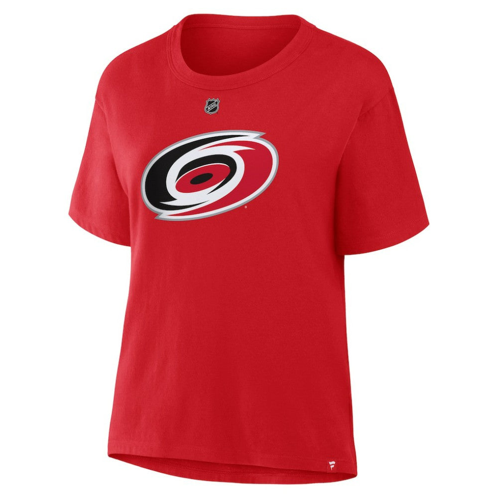 Sebastian Aho Carolina Hurricanes Fanatics Women's Authentic Stack Name & Number T-Shirt - Red - NHL 202477684