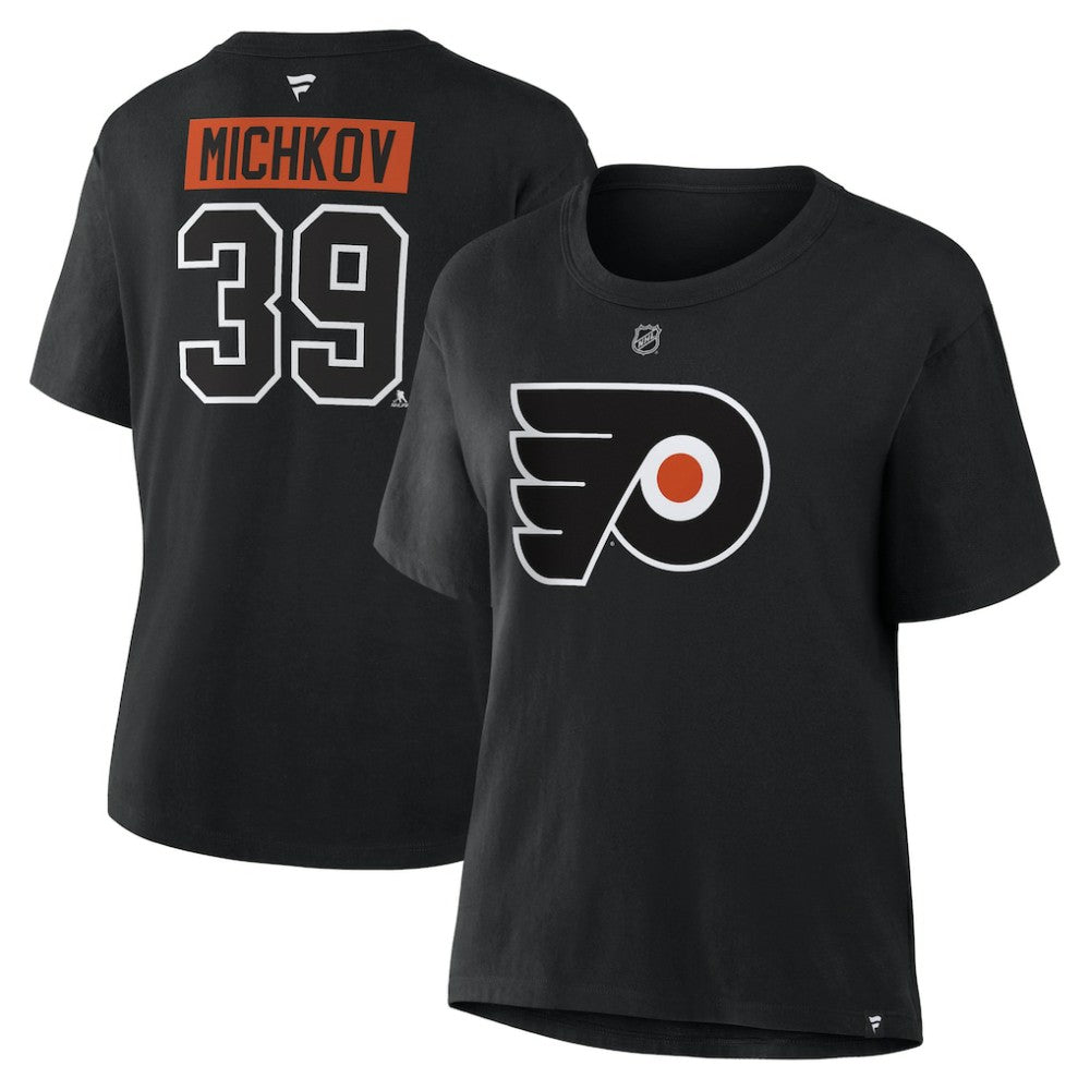 Matvei Michkov Philadelphia Flyers Fanatics Women's Authentic Stack Name & Number T-Shirt - Black - NHL 202477705