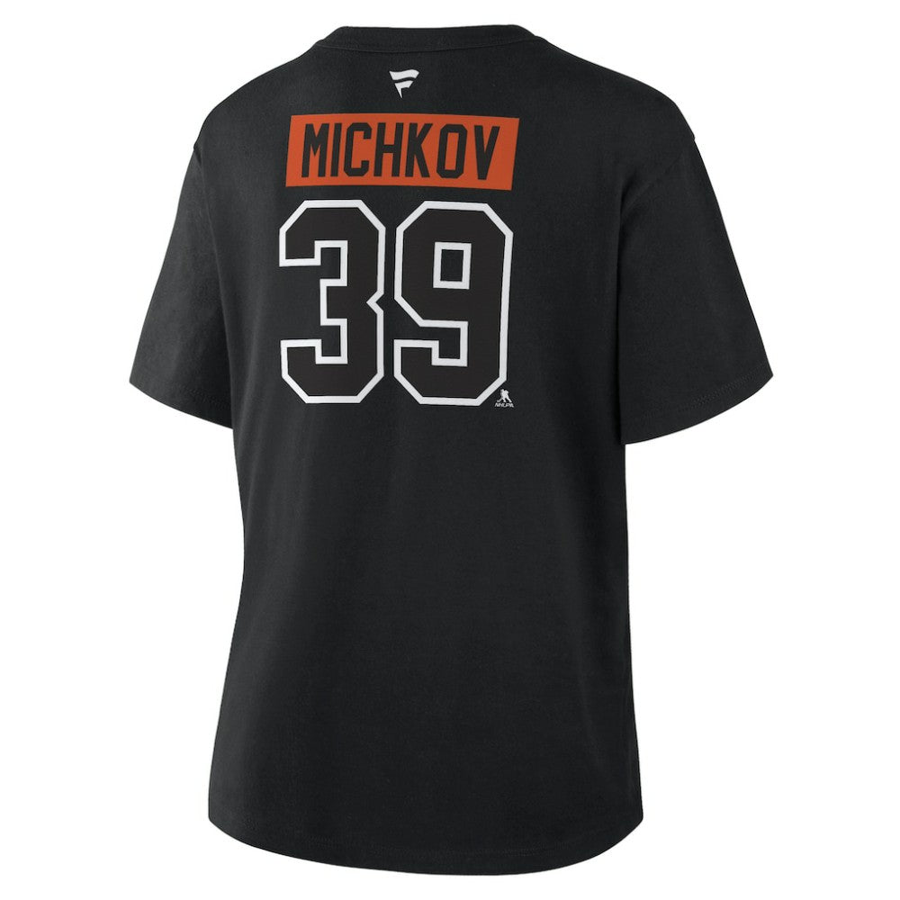Matvei Michkov Philadelphia Flyers Fanatics Women's Authentic Stack Name & Number T-Shirt - Black - NHL 202477705