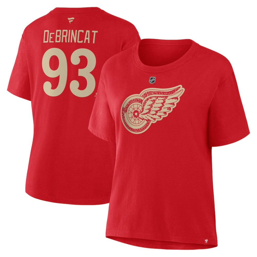 Alex DeBrincat Detroit Red Wings Fanatics Women's Authentic Stack Name & Number T-Shirt - Red - NHL 202477726