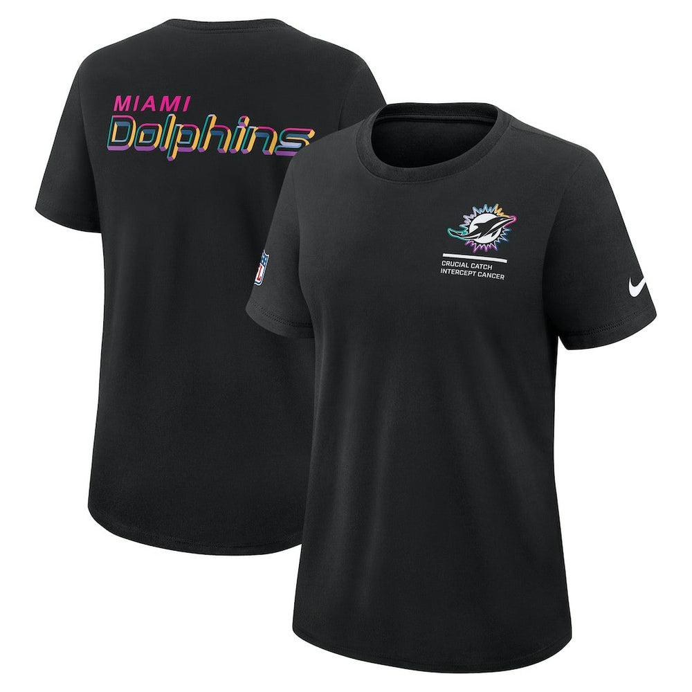 Nike Miami Dolphins Women's 2025 NFL Crucial Catch Tri-Blend Dri-FIT T-Shirt Black