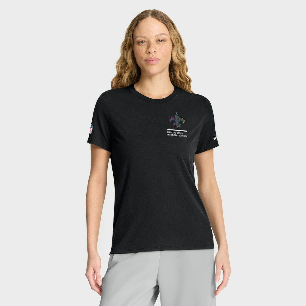 Nike New Orleans Saints Women's 2025 NFL Crucial Catch Tri-Blend Dri-FIT T-Shirt Black