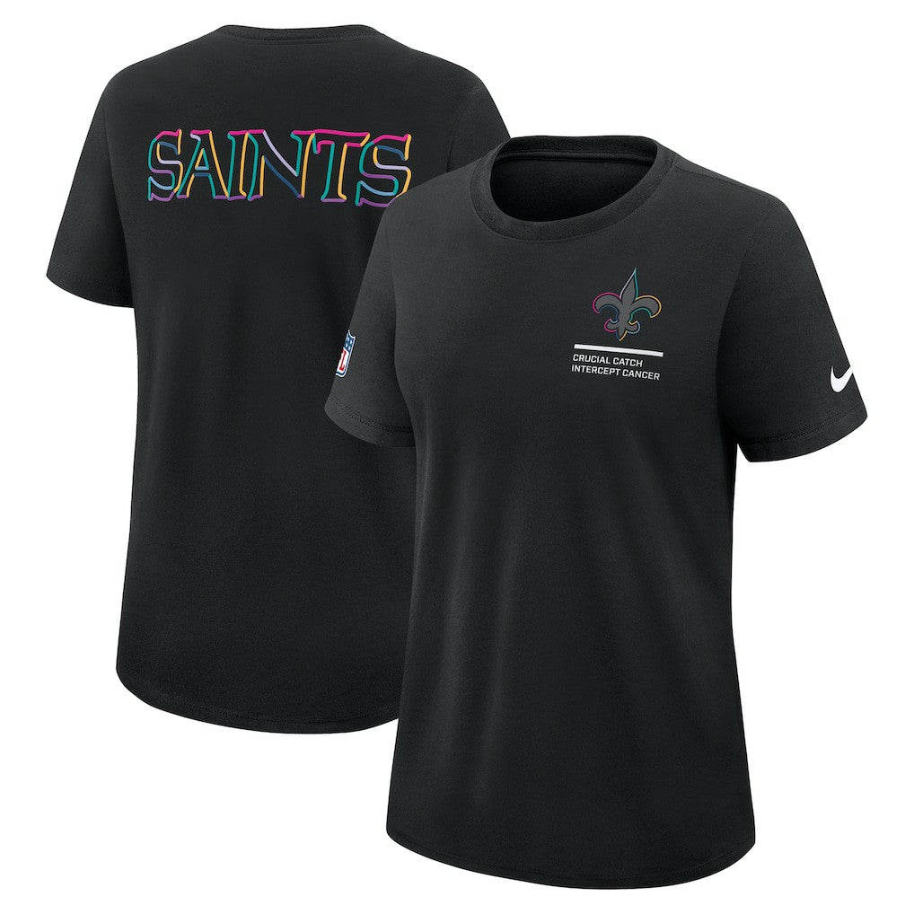 Nike New Orleans Saints Women's 2025 NFL Crucial Catch Tri-Blend Dri-FIT T-Shirt Black