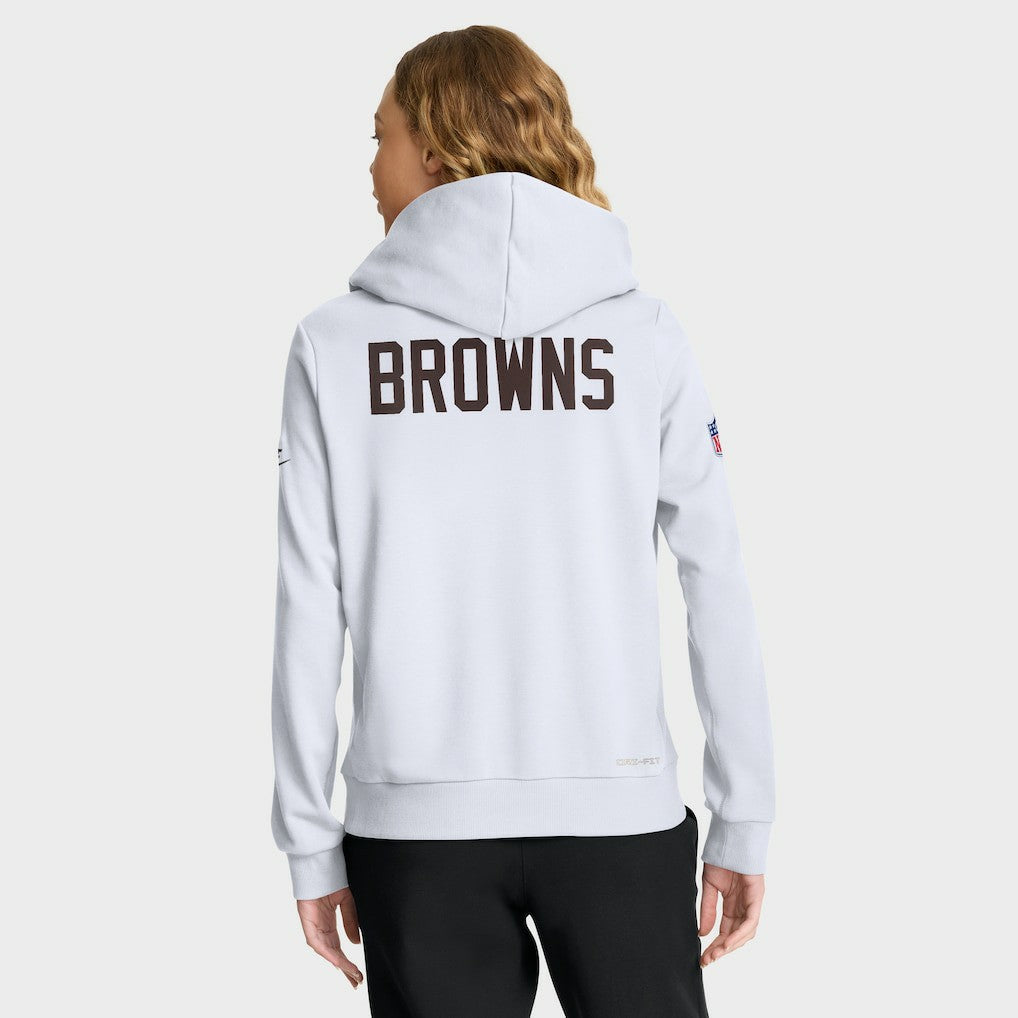Nike Cleveland Browns Women's Throwback Sideline Standard Issue Dri-FIT Hoodie White