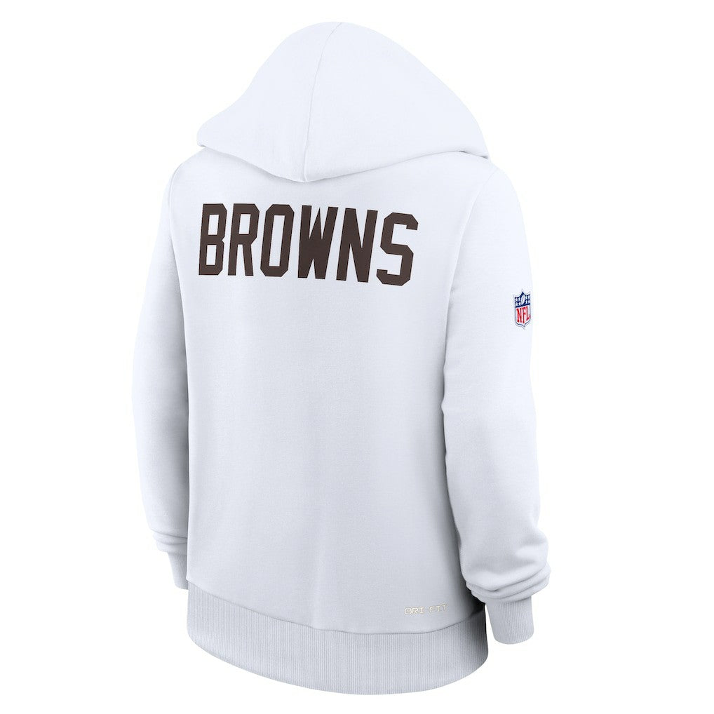 Nike Cleveland Browns Women's Throwback Sideline Standard Issue Dri-FIT Hoodie White