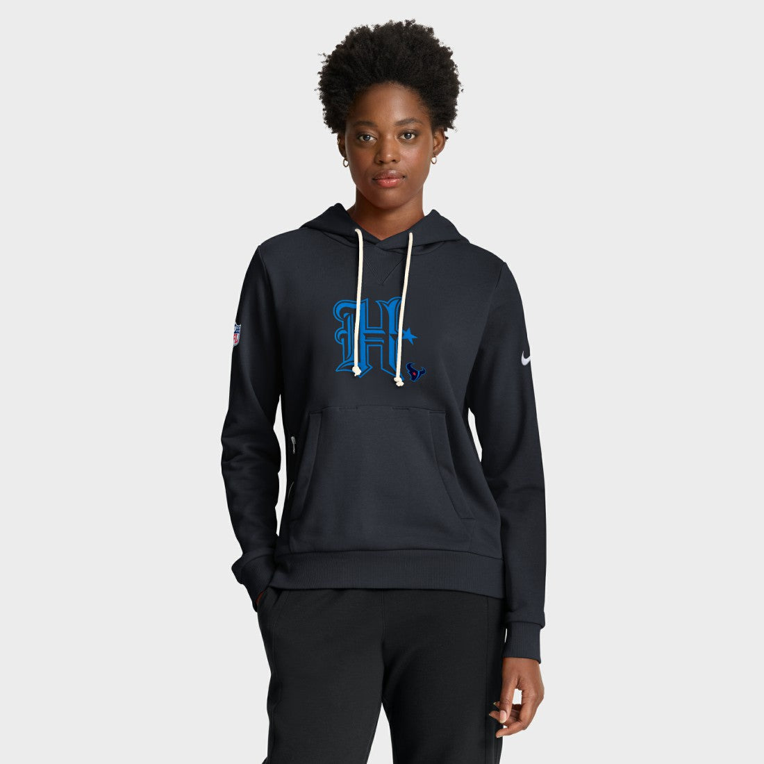 Nike Houston Texans Women's Throwback Sideline Standard Issue Dri-FIT Hoodie Navy