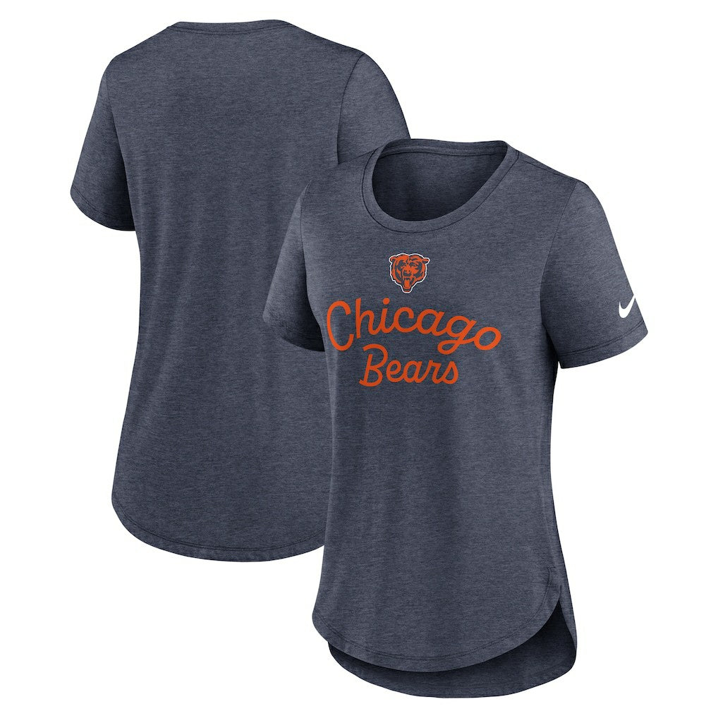 Nike Chicago Bears Women's Script Tri-Blend T-Shirt Navy