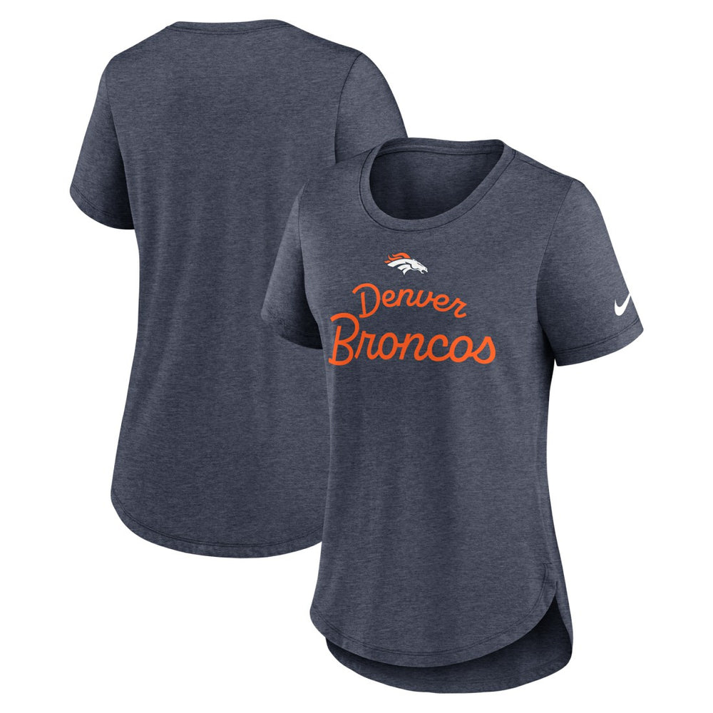 Nike Denver Broncos Women's Script Tri-Blend T-Shirt Navy